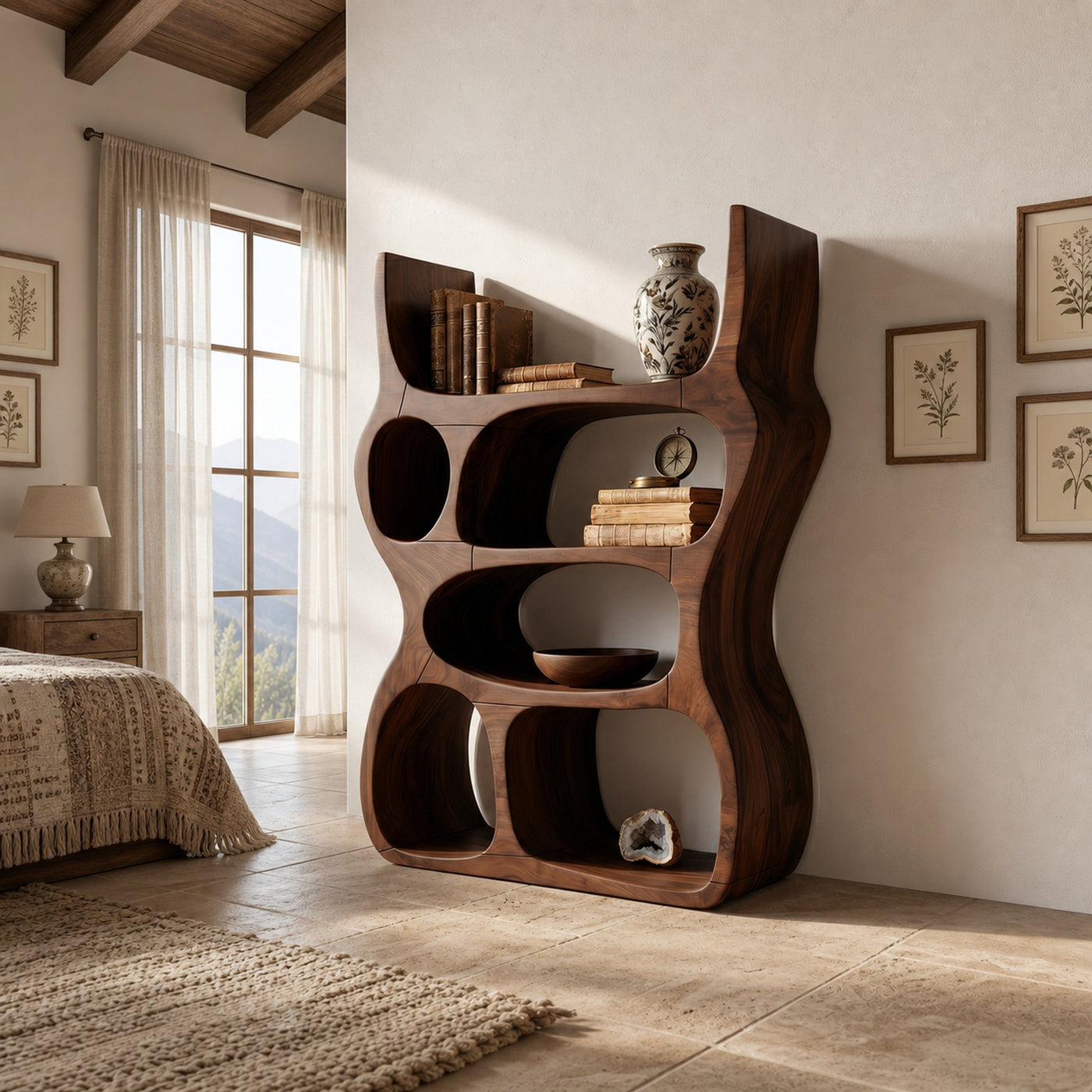Artisan Organic Wooden Display Shelf For Cozy Interiors - product view 7