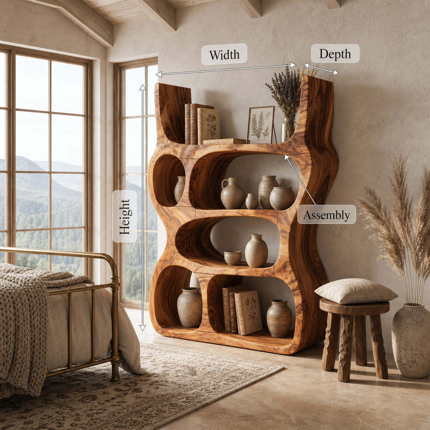 Artisan Organic Wooden Display Shelf For Cozy Interiors - product view 8