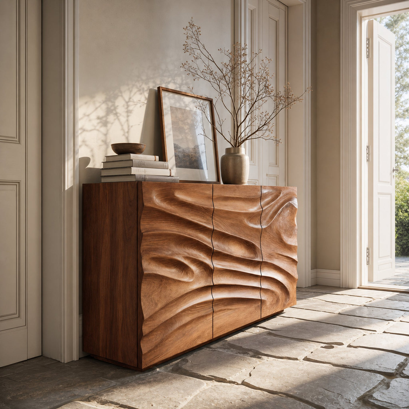 Artisan Sideboard Hand Carved Sculptural Design For Living Room - product view 2