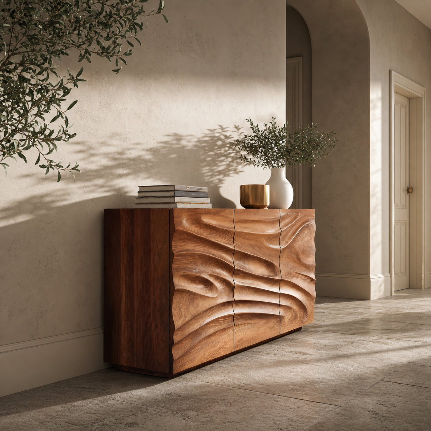 Artisan Sideboard Hand Carved Sculptural Design For Living Room - product view 3
