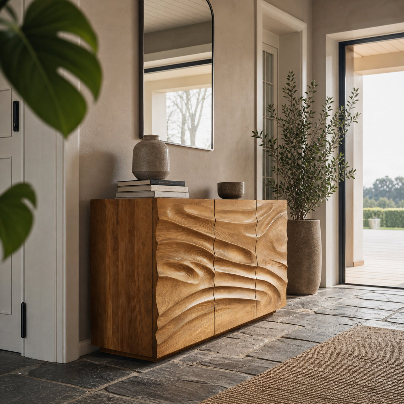 Artisan Sideboard Hand Carved Sculptural Design For Living Room - product view 5