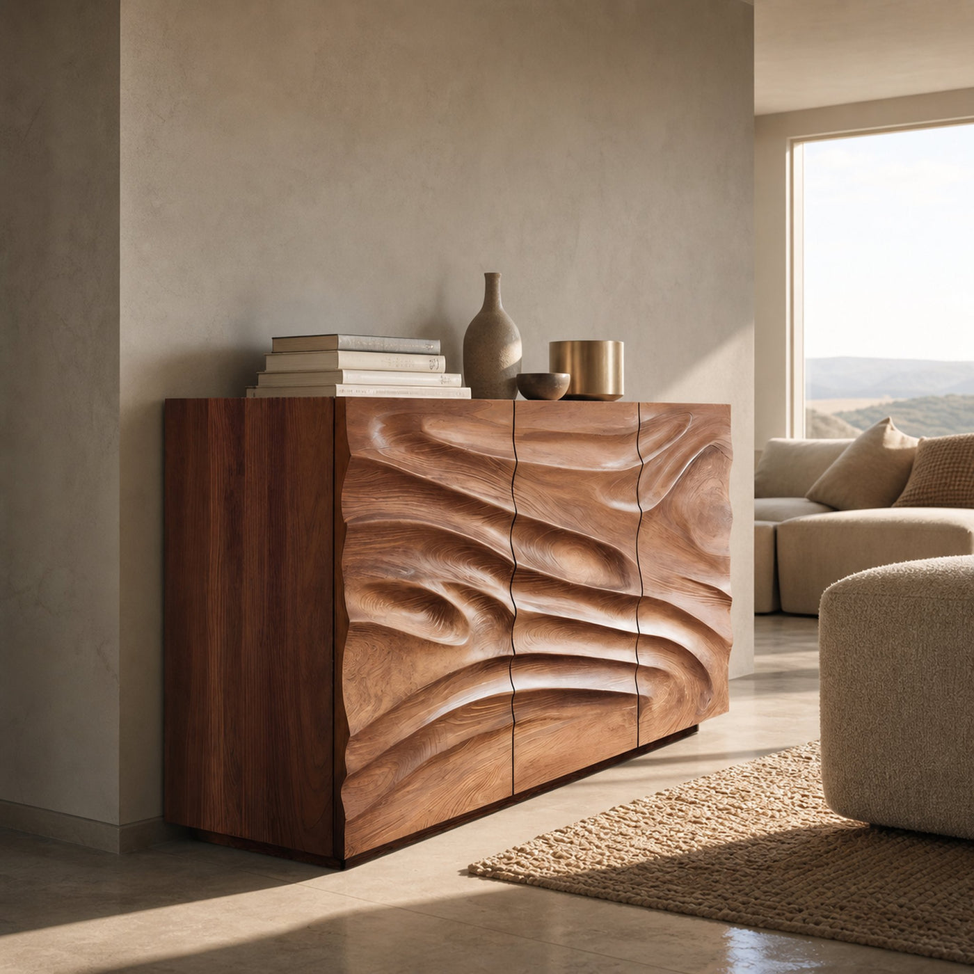 Artisan Sideboard Hand Carved Sculptural Design For Living Room - product view 6