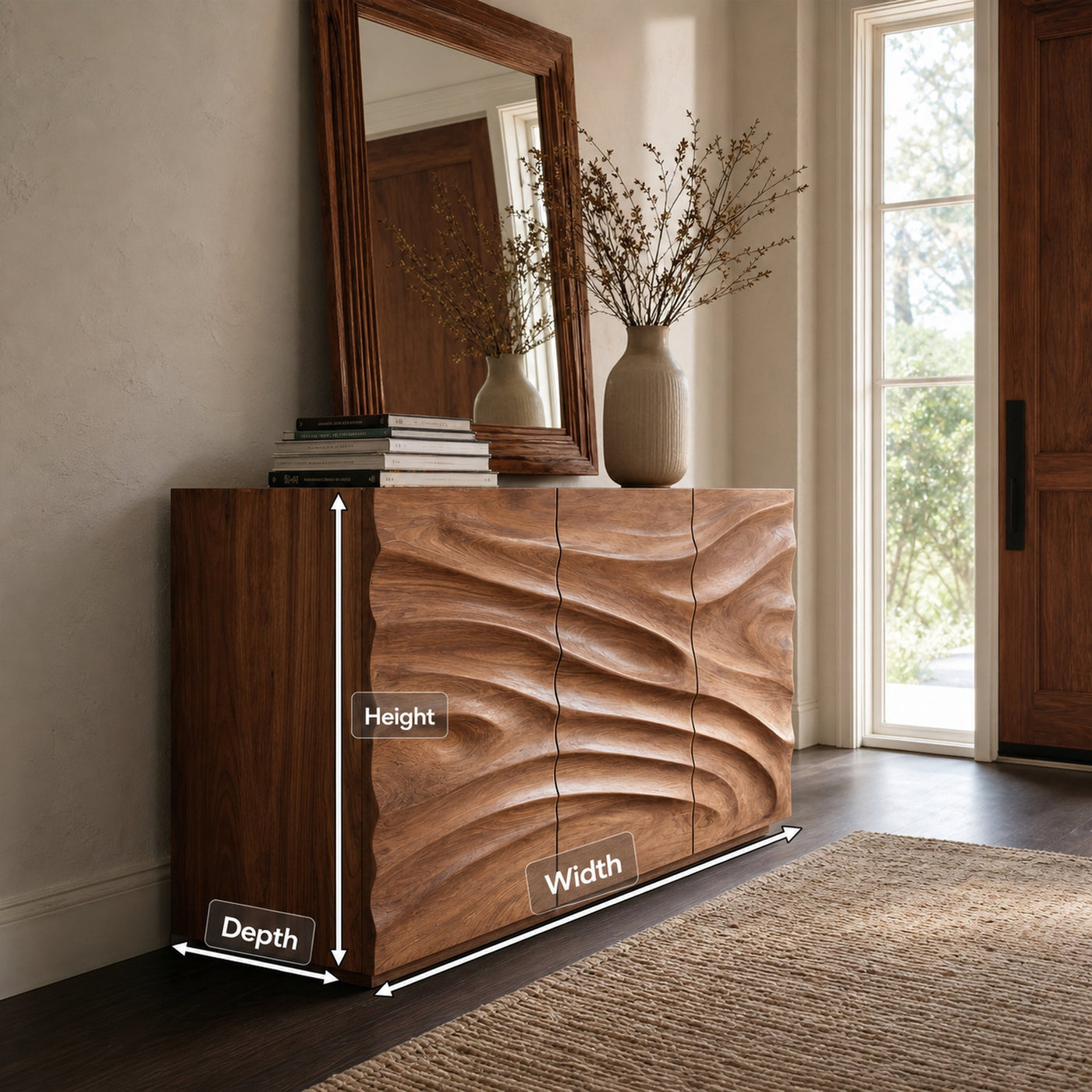 Artisan Sideboard Hand Carved Sculptural Design For Living Room - product view 8