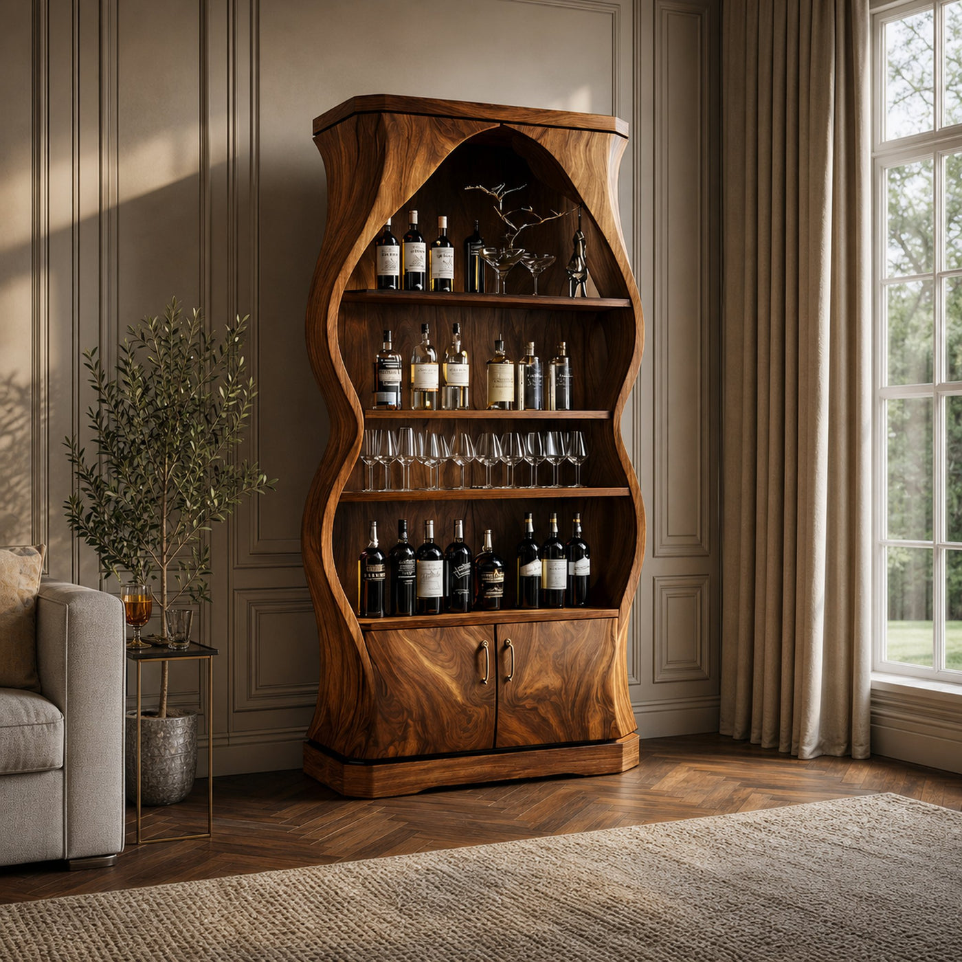 Artisan Solid Wood Wine Cabinet Dining Room