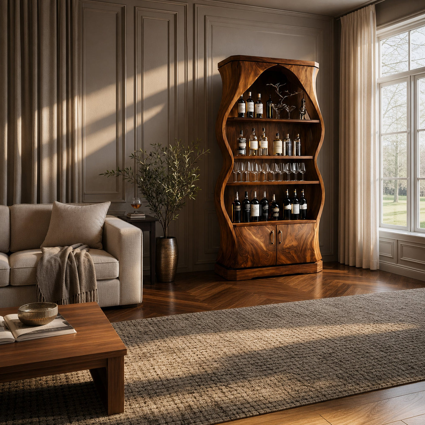 Artisan Solid Wood Wine Cabinet Dining Room - product view 2