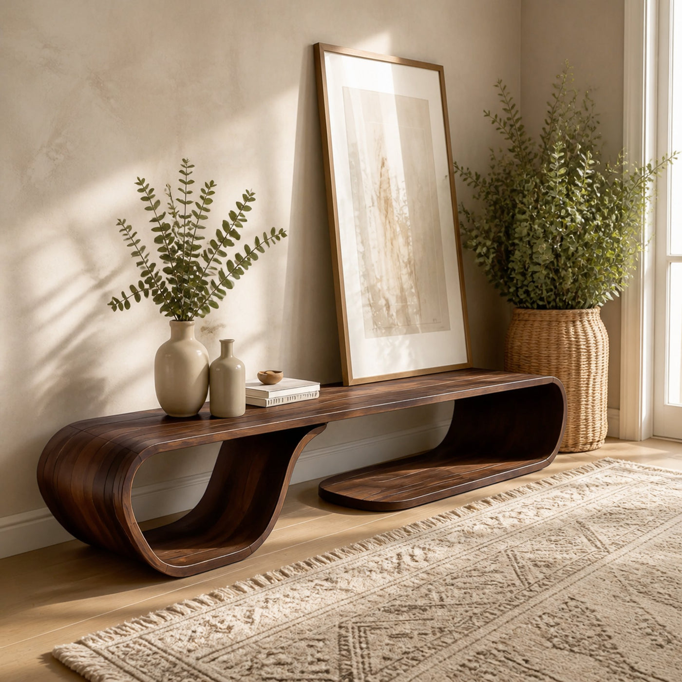 Artistic Bench Flowing Curves For Modern Interior Seating - product view 7