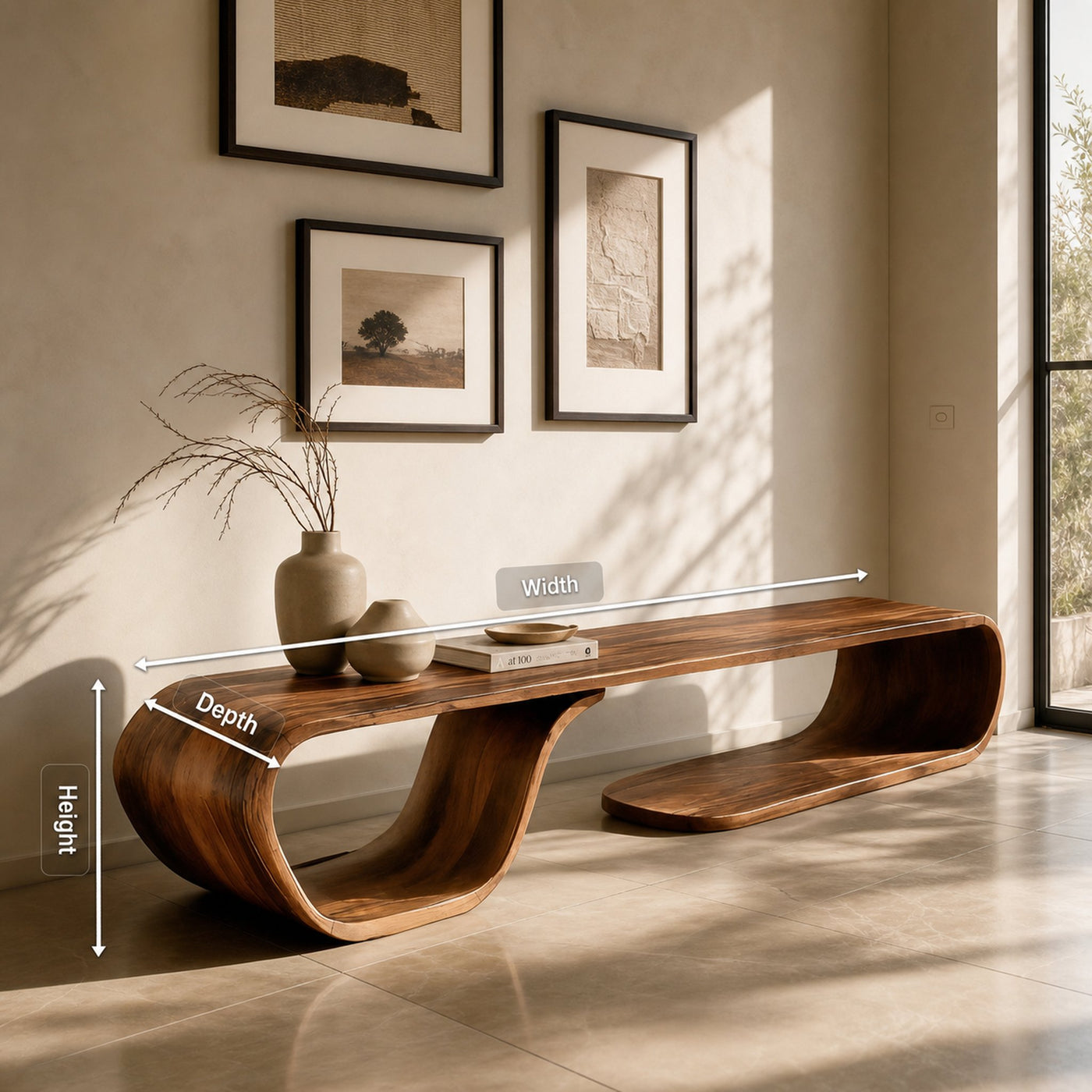 Artistic Bench Flowing Curves For Modern Interior Seating - product view 8