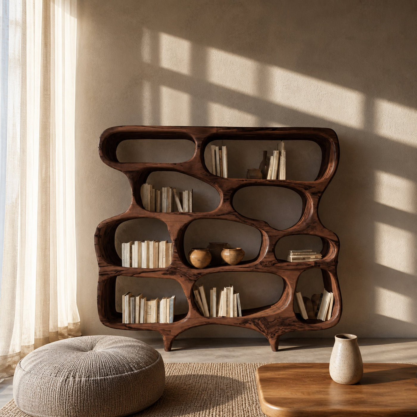 Artistic Bookshelf With Curved Design For Living Room Interior - product view 6