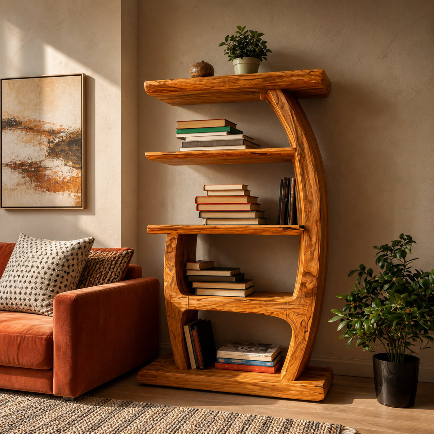 Artistic Bookshelf With Tiers For Living Room - product view 7