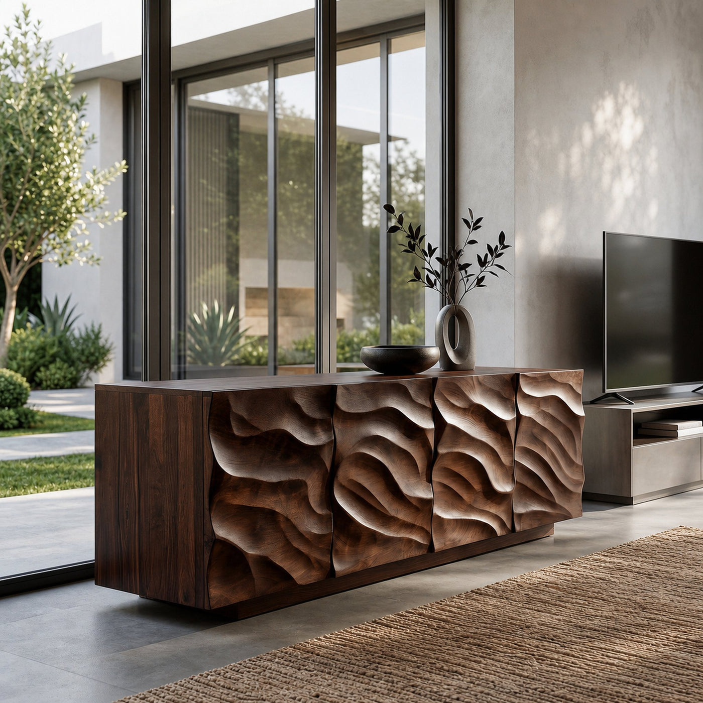 Artistic Carved Wooden Cabinet For Luxury Living Room - product view 7