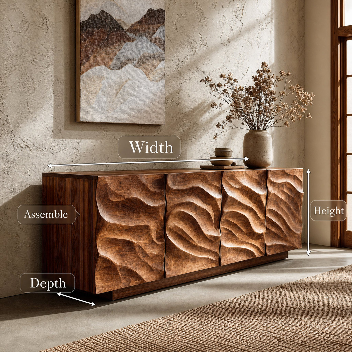 Artistic Carved Wooden Cabinet For Luxury Living Room - product view 8