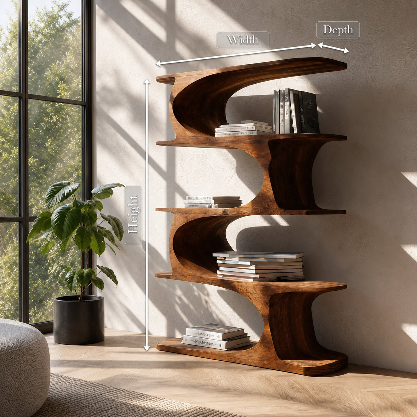 Artistic Curved Bookshelf For Living Room Accent - product view 8