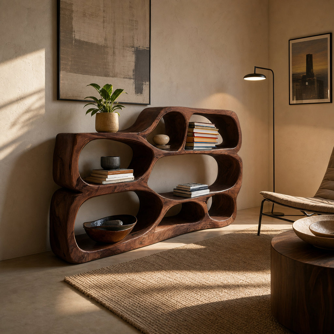 Artistic Curved Bookshelf For Living Room Styling - product view 7
