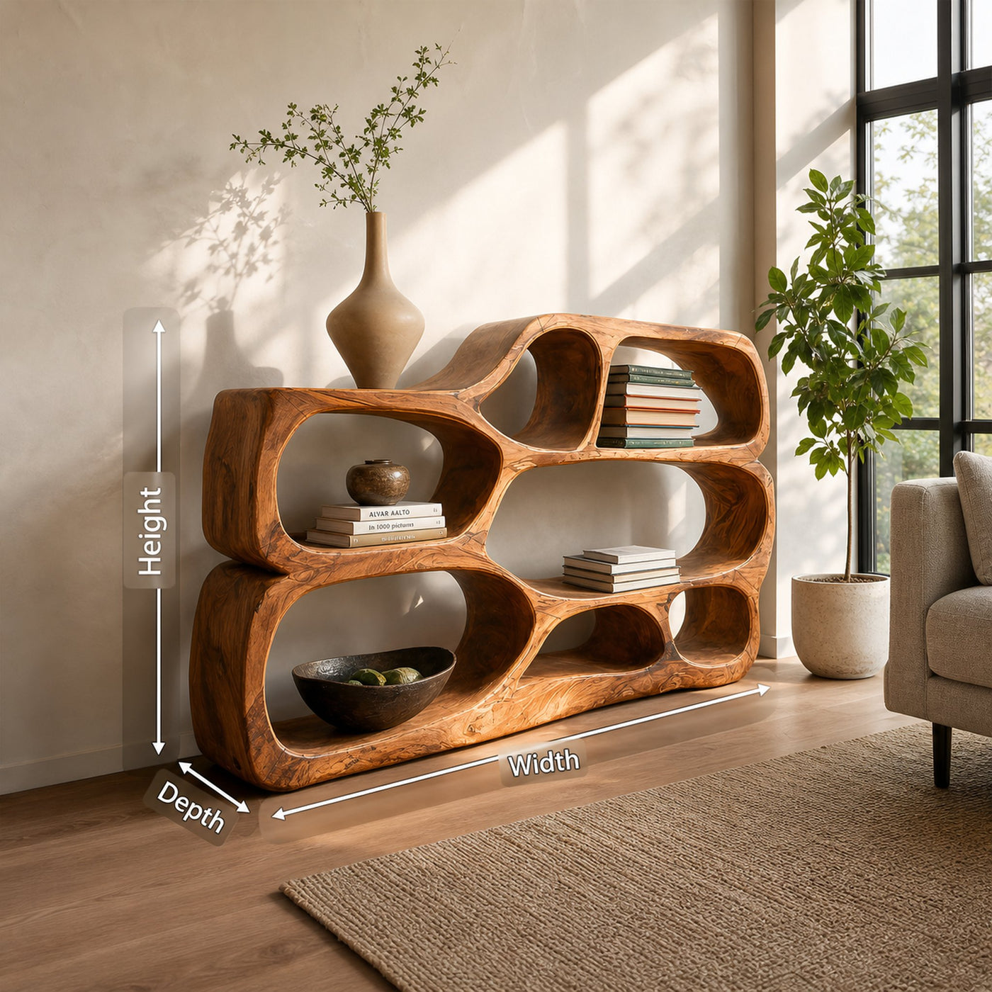 Artistic Curved Bookshelf For Living Room Styling - product view 8