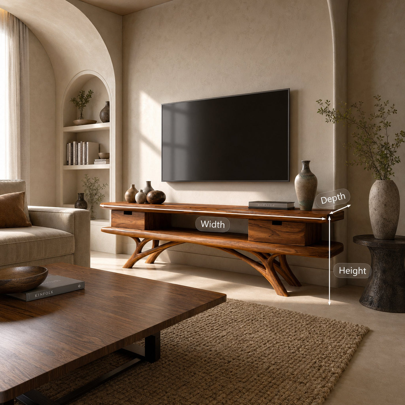 Artistic Curved TV Cabinet For Minimalist Interior Furniture - product view 6
