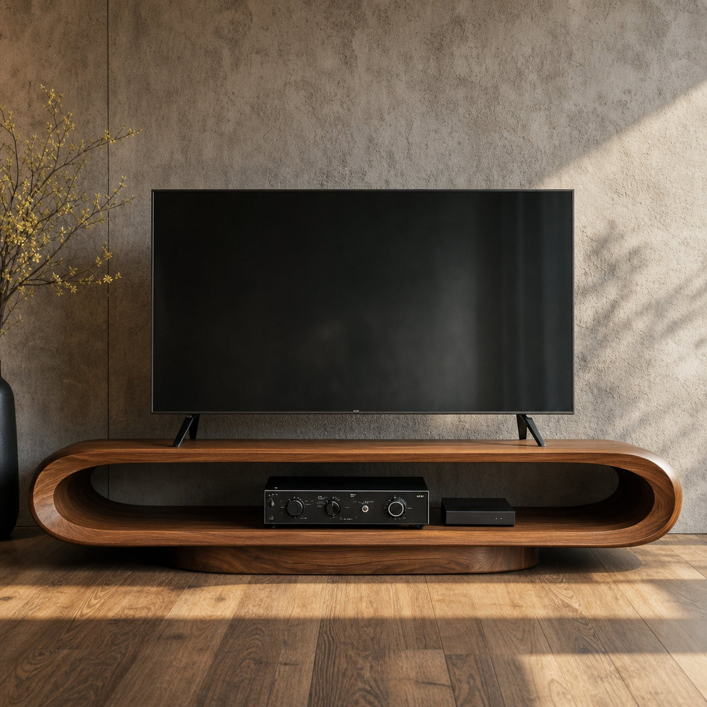 Artistic Curved TV Stand Entertainment Living Room And Lounge