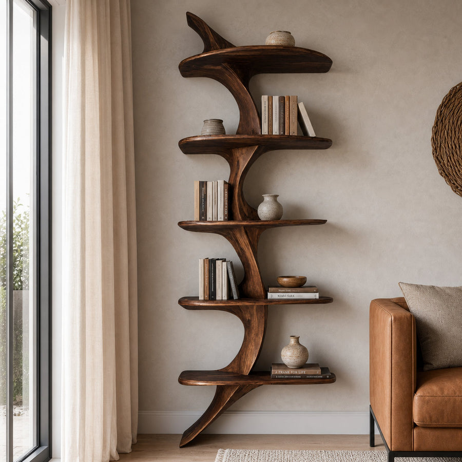 Artistic Curved Wall Bookshelf For Living Room Decor