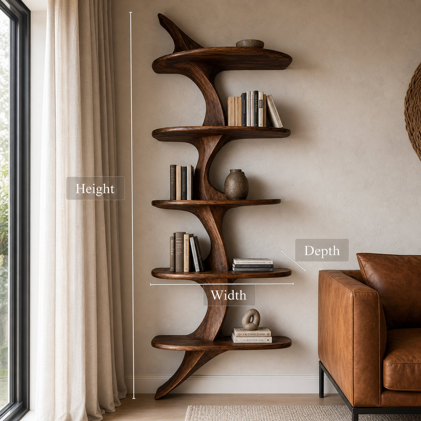 Artistic Curved Wall Bookshelf For Living Room Decor - product view 6