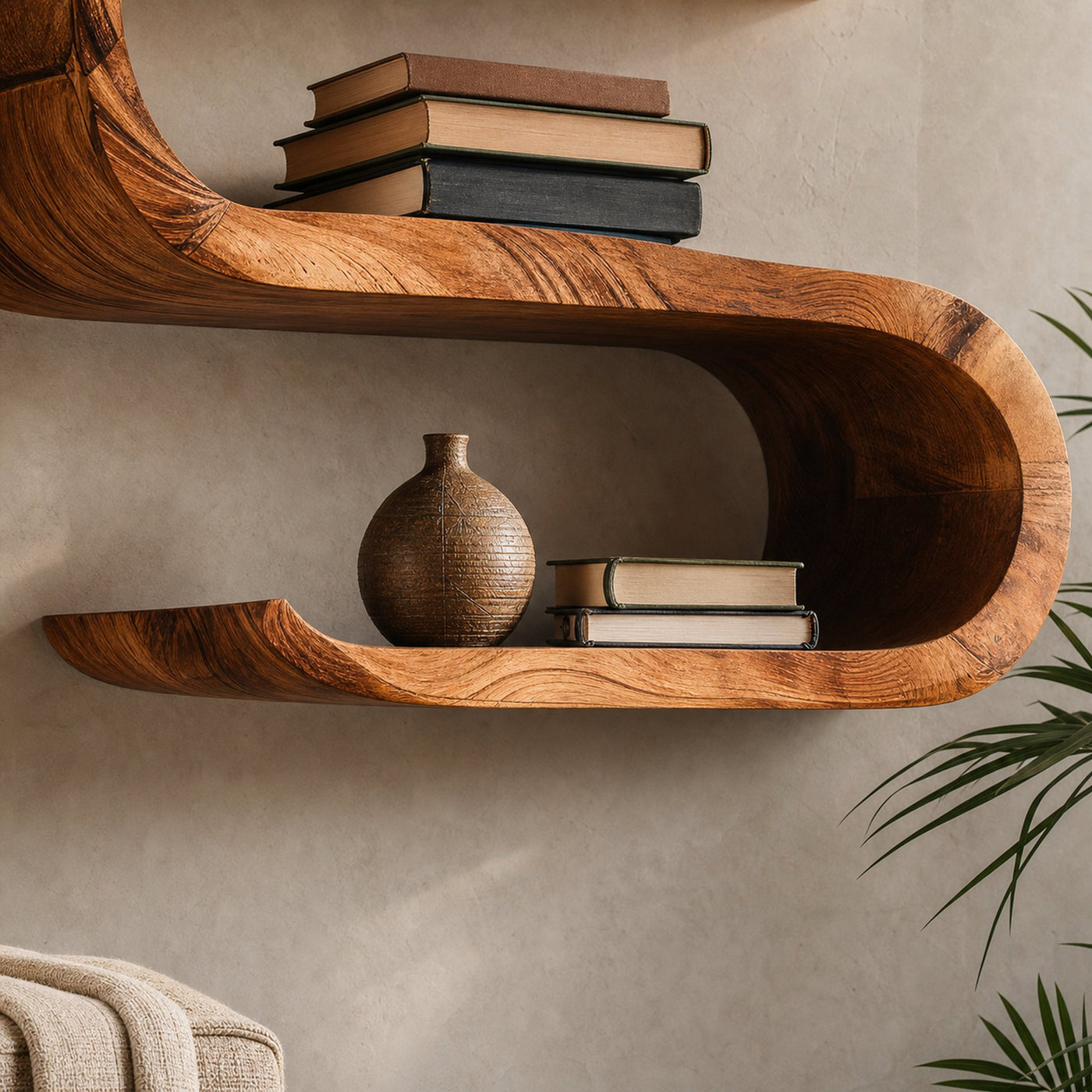 Artistic Handcrafted Curved Wall Shelf For Entryway Display - product view 4