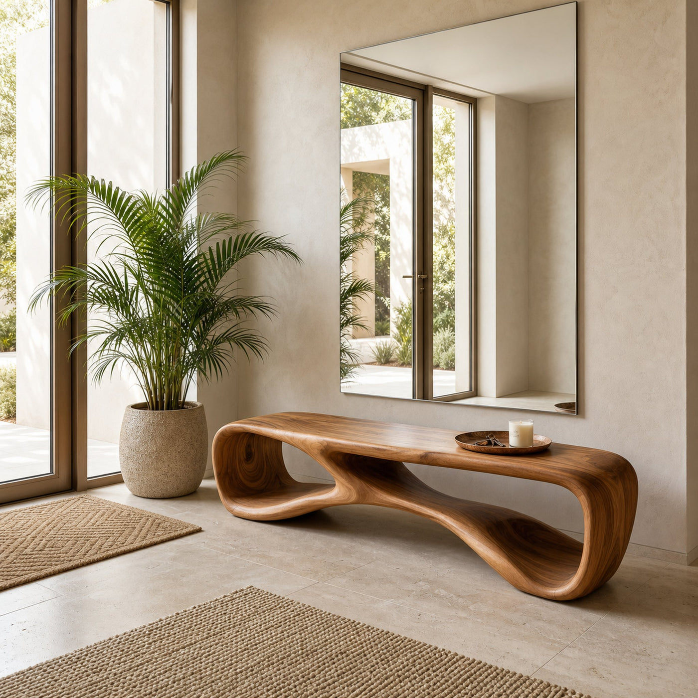 Artistic Natural Wood Bench For Modern Home Decor - product view 6