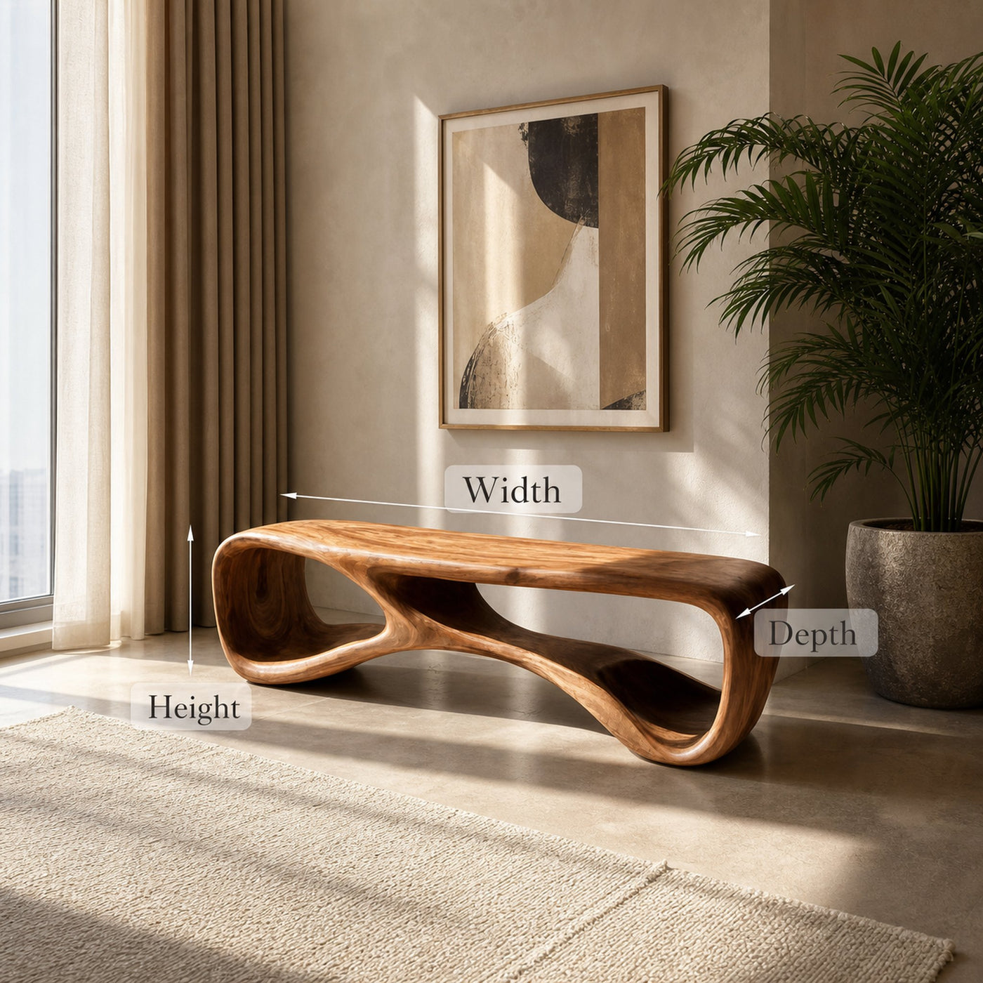 Artistic Natural Wood Bench For Modern Home Decor - product view 8