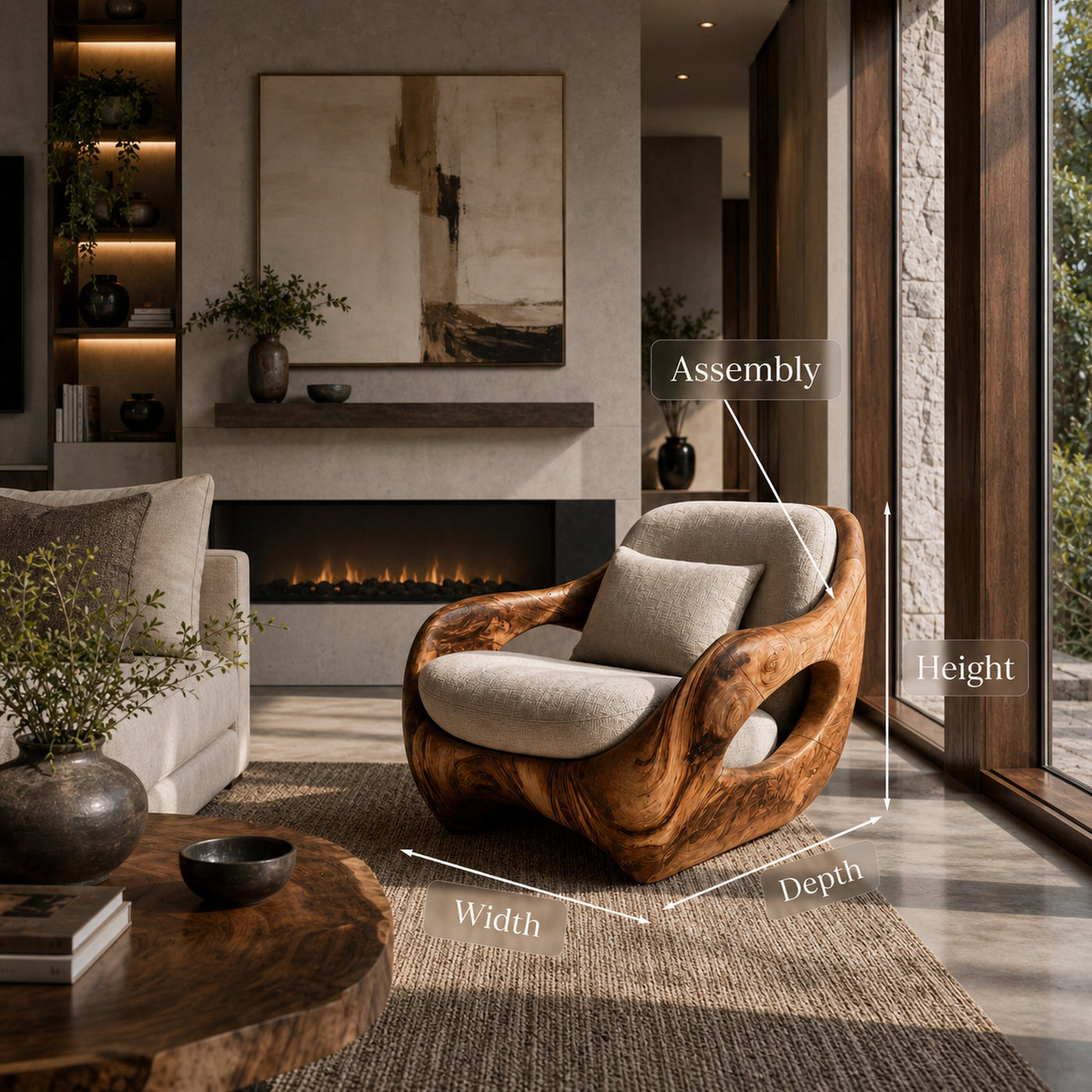 Artistic Organic Lounge Seating Open Carved Frame For Living Room - product view 8