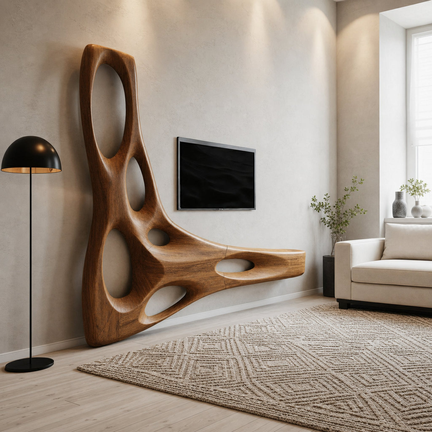 Artistic Organic Wall Mounted Media Console For Living Room - product view 6