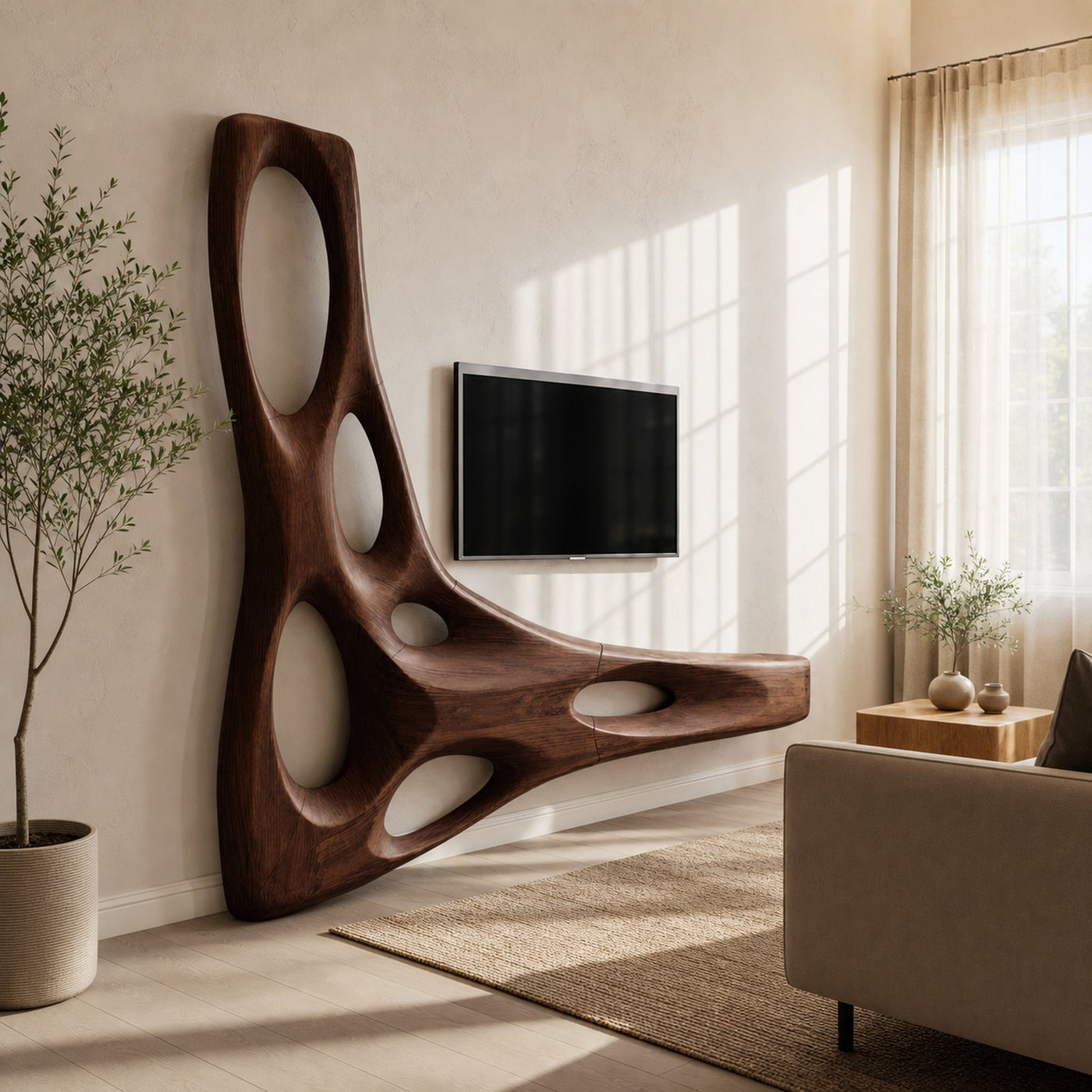 Artistic Organic Wall Mounted Media Console For Living Room - product view 7