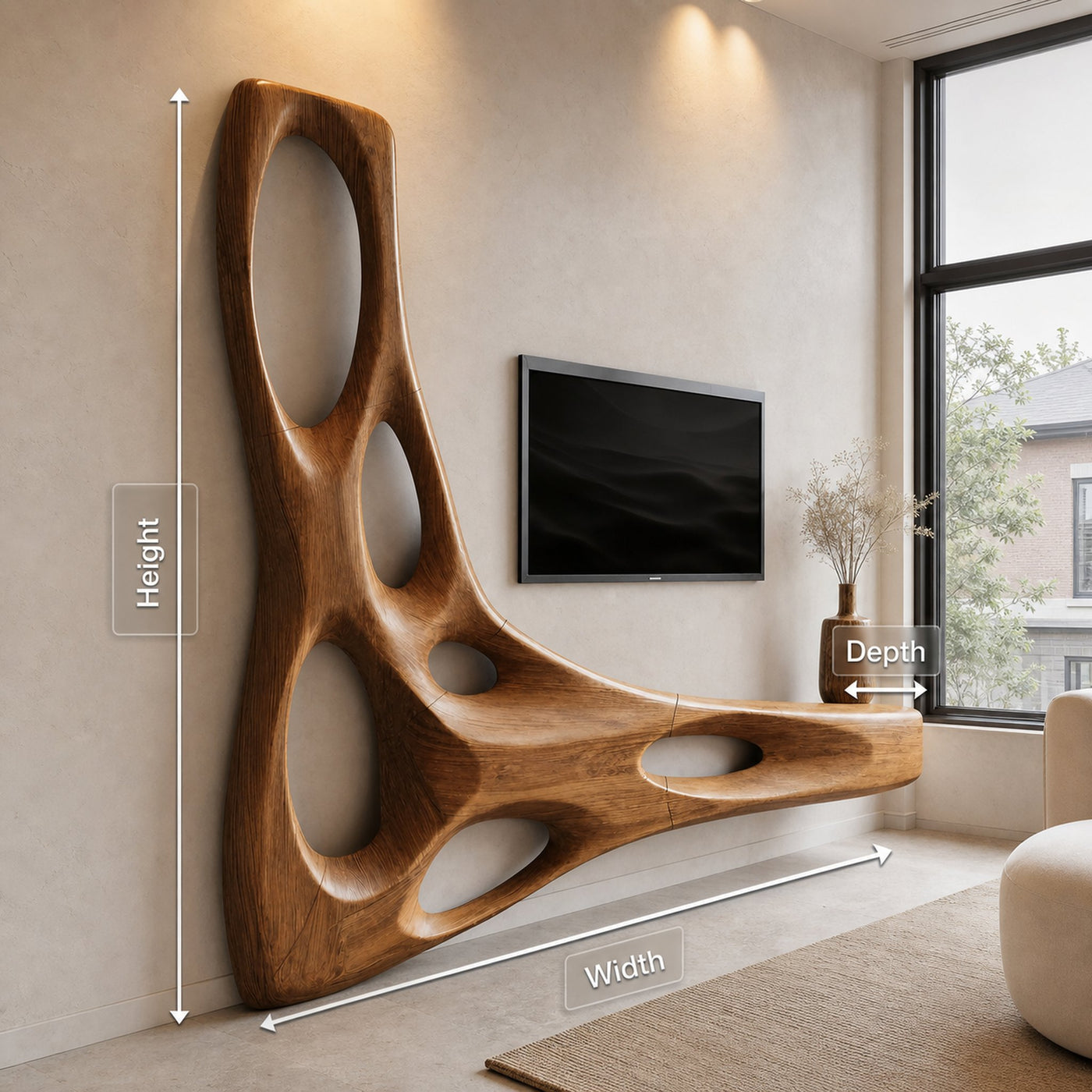 Artistic Organic Wall Mounted Media Console For Living Room - product view 8