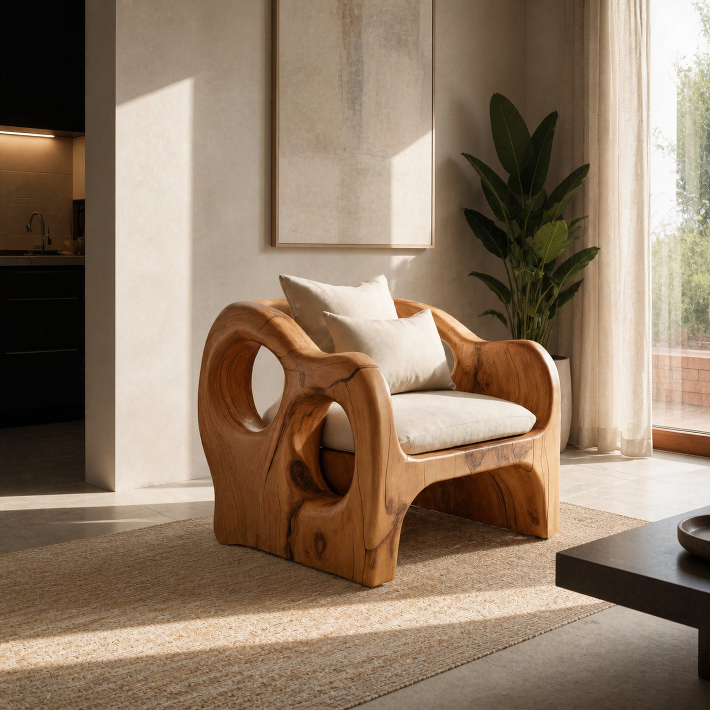 Artistic Sculpted Armchair For Living Room Or Lounge