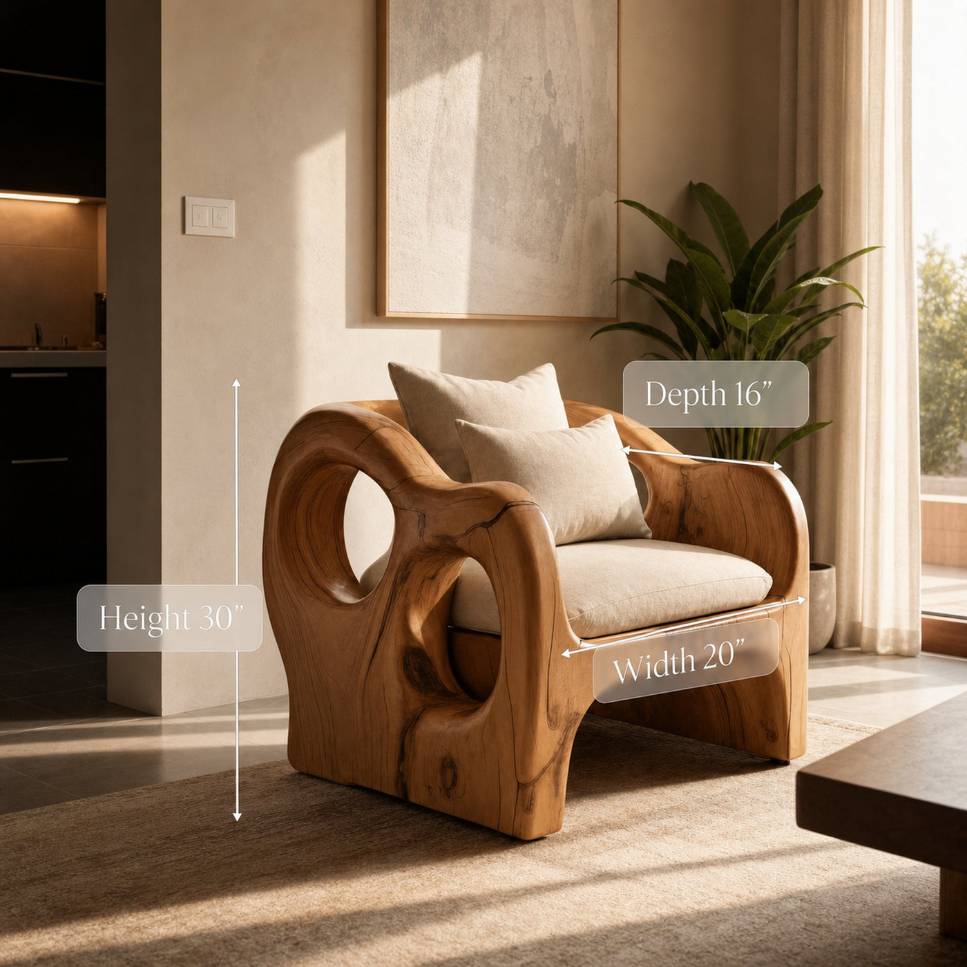 Artistic Sculpted Armchair For Living Room Or Lounge - product view 6