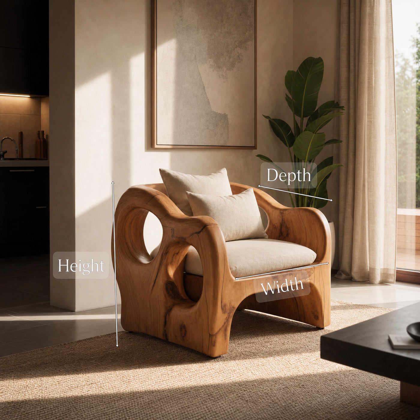 Artistic Sculpted Armchair For Living Room Or Lounge - product view 7