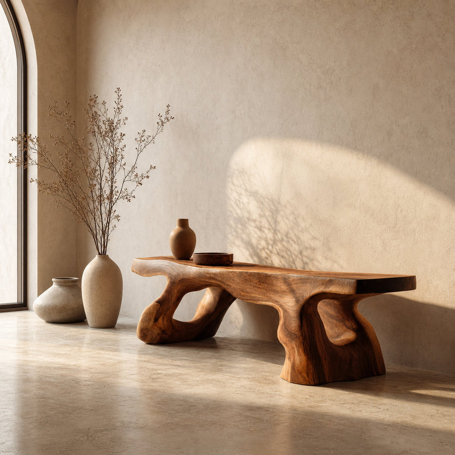 Artistic Sculptural Bench For Entryway Or Hallway
