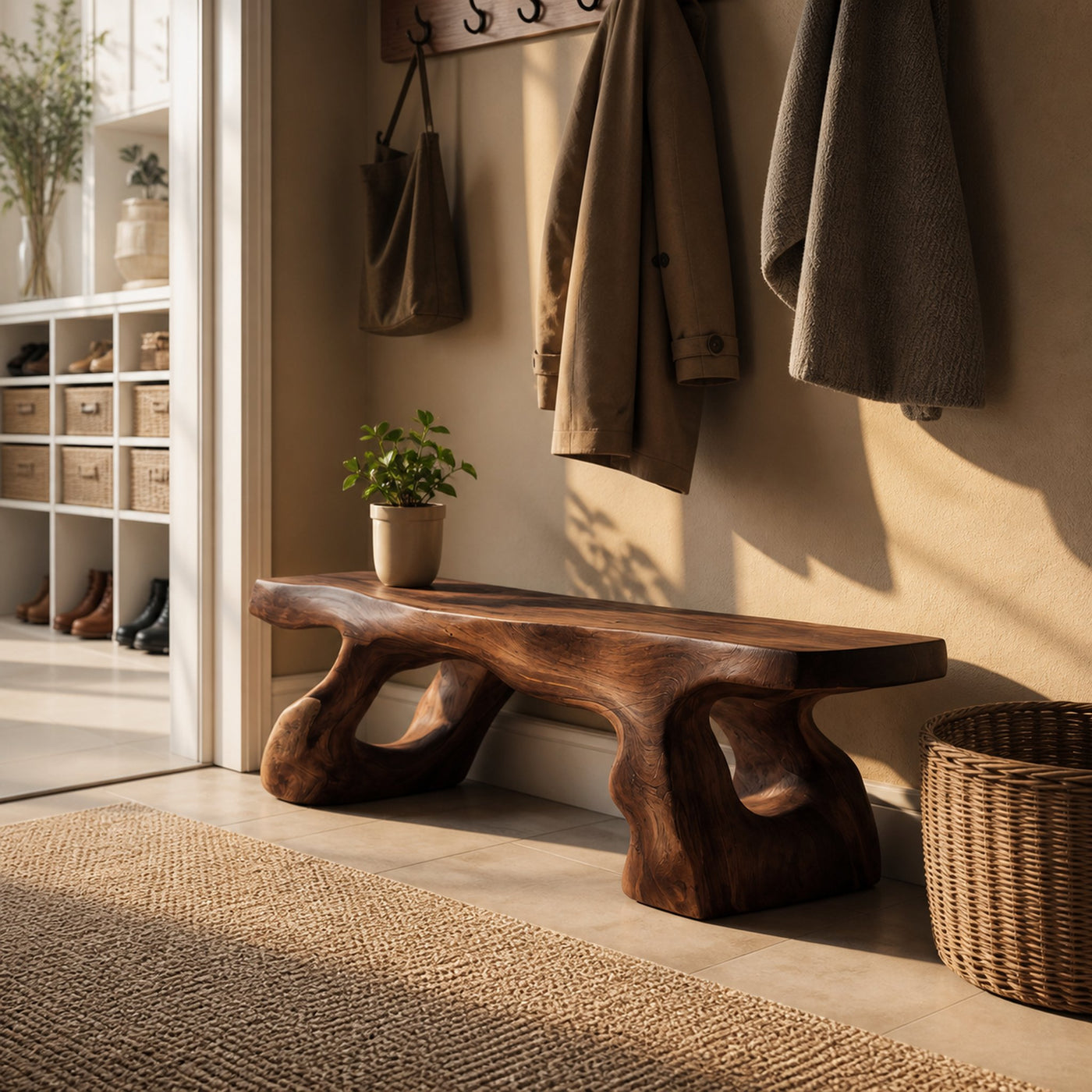 Artistic Sculptural Bench For Entryway Or Hallway - product view 6