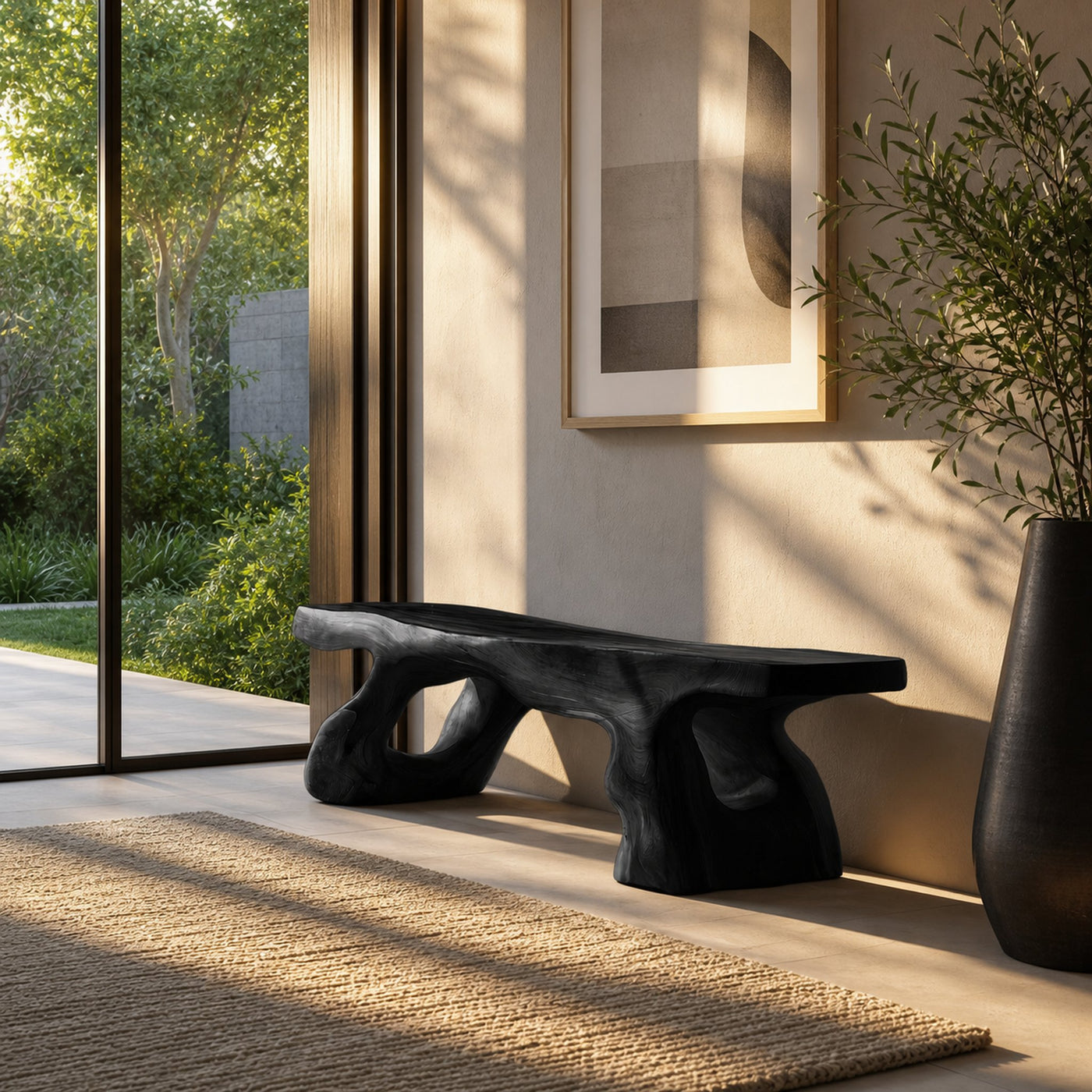 Artistic Sculptural Bench For Entryway Or Hallway - product view 7