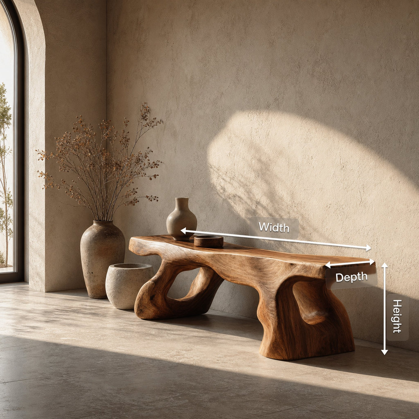Artistic Sculptural Bench For Entryway Or Hallway - product view 8