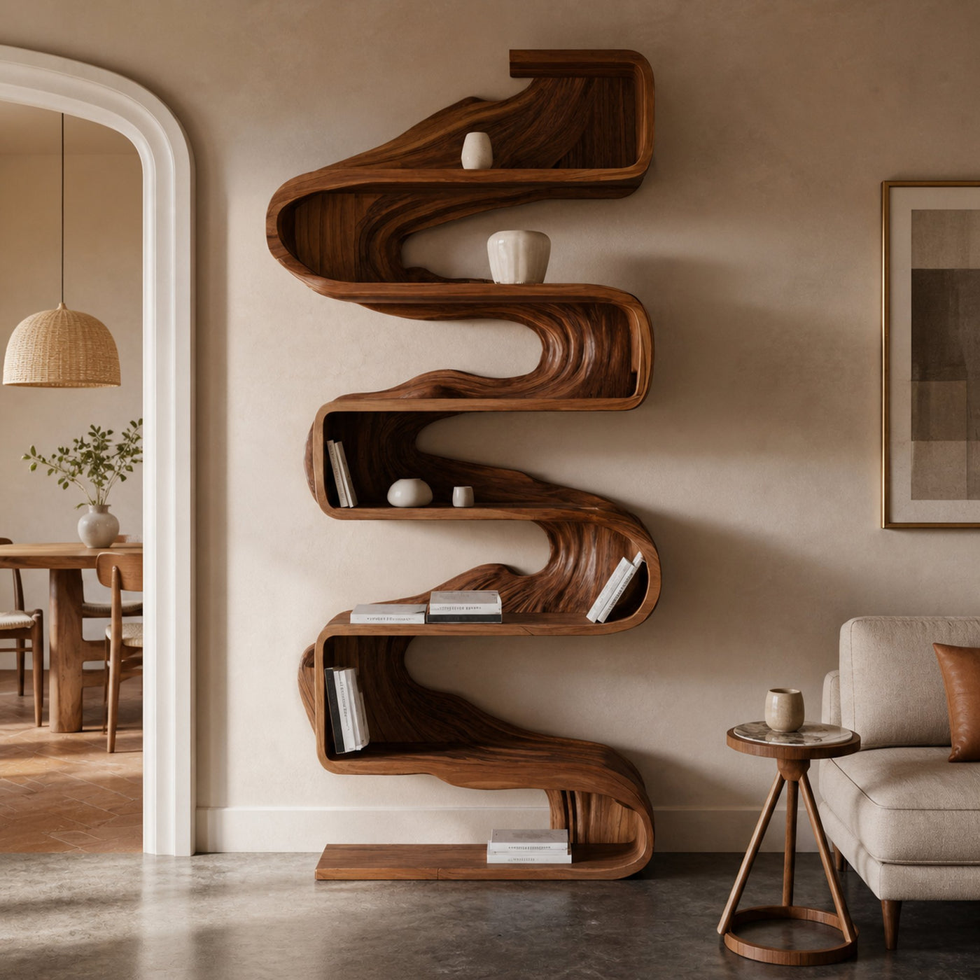 Artistic Sculptural Bookshelf For Living Room
