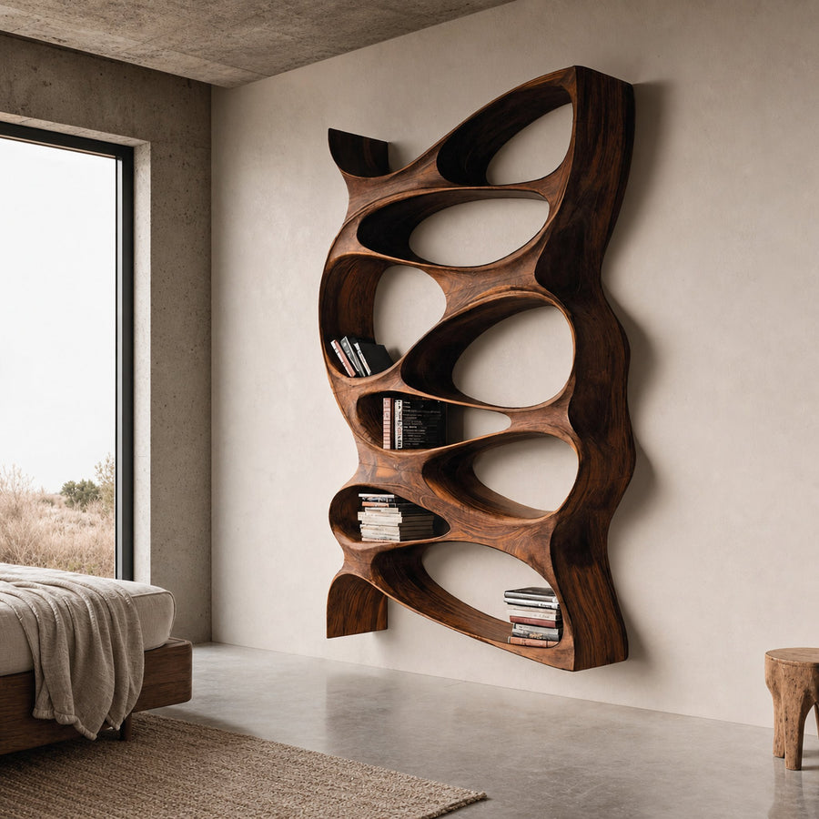 Artistic Sculptural Wall Mounted Bookshelf For Living Room