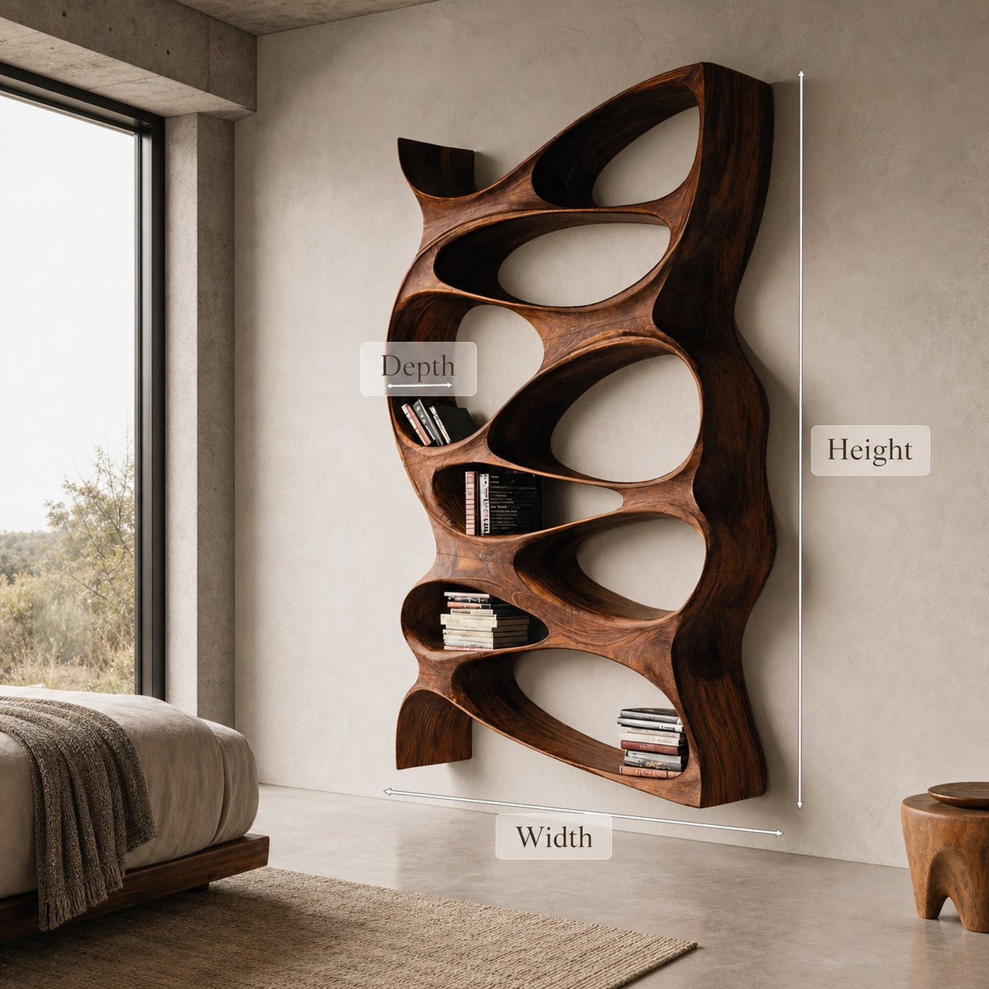 Artistic Sculptural Wall Mounted Bookshelf For Living Room - product view 6