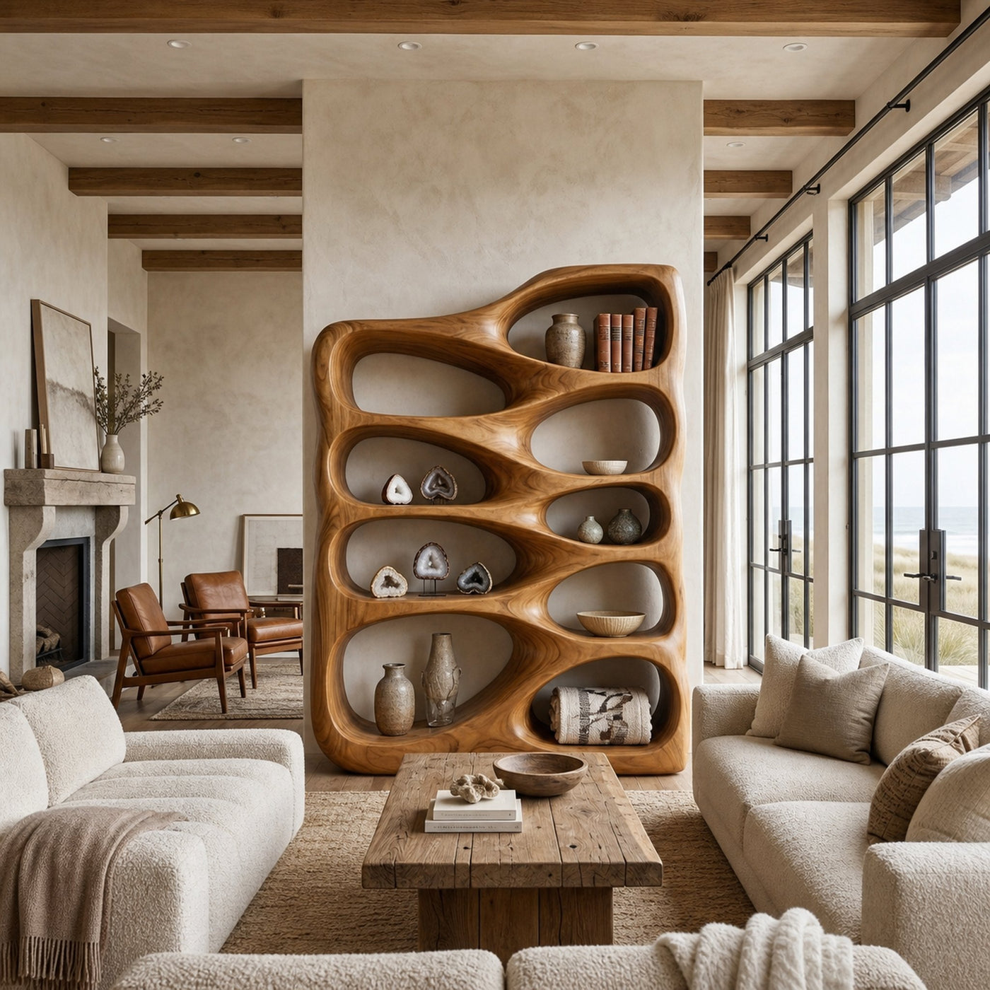 Artistic Sculptural Wooden Bookshelf For Home Storage - product view 6
