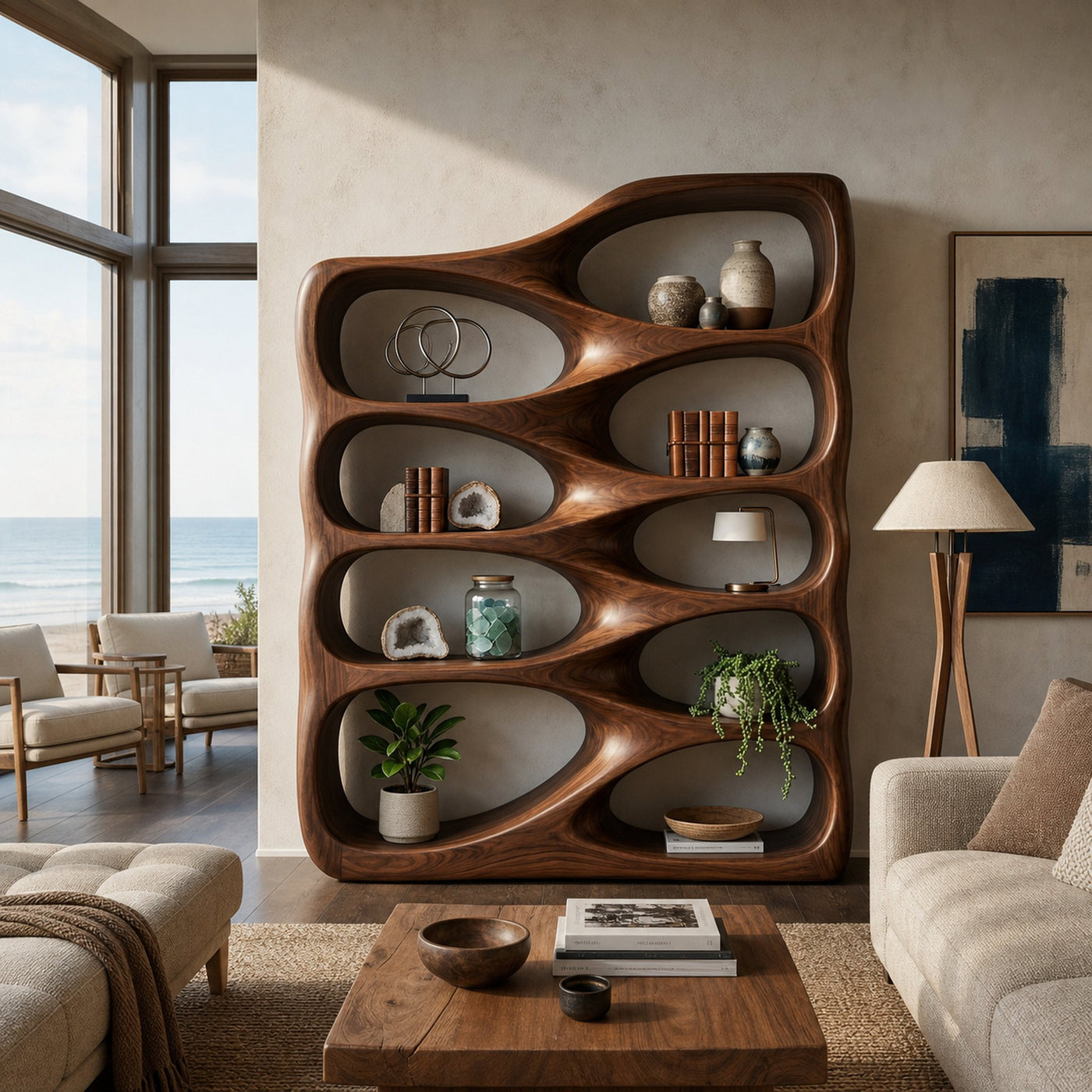 Artistic Sculptural Wooden Bookshelf For Home Storage - product view 7