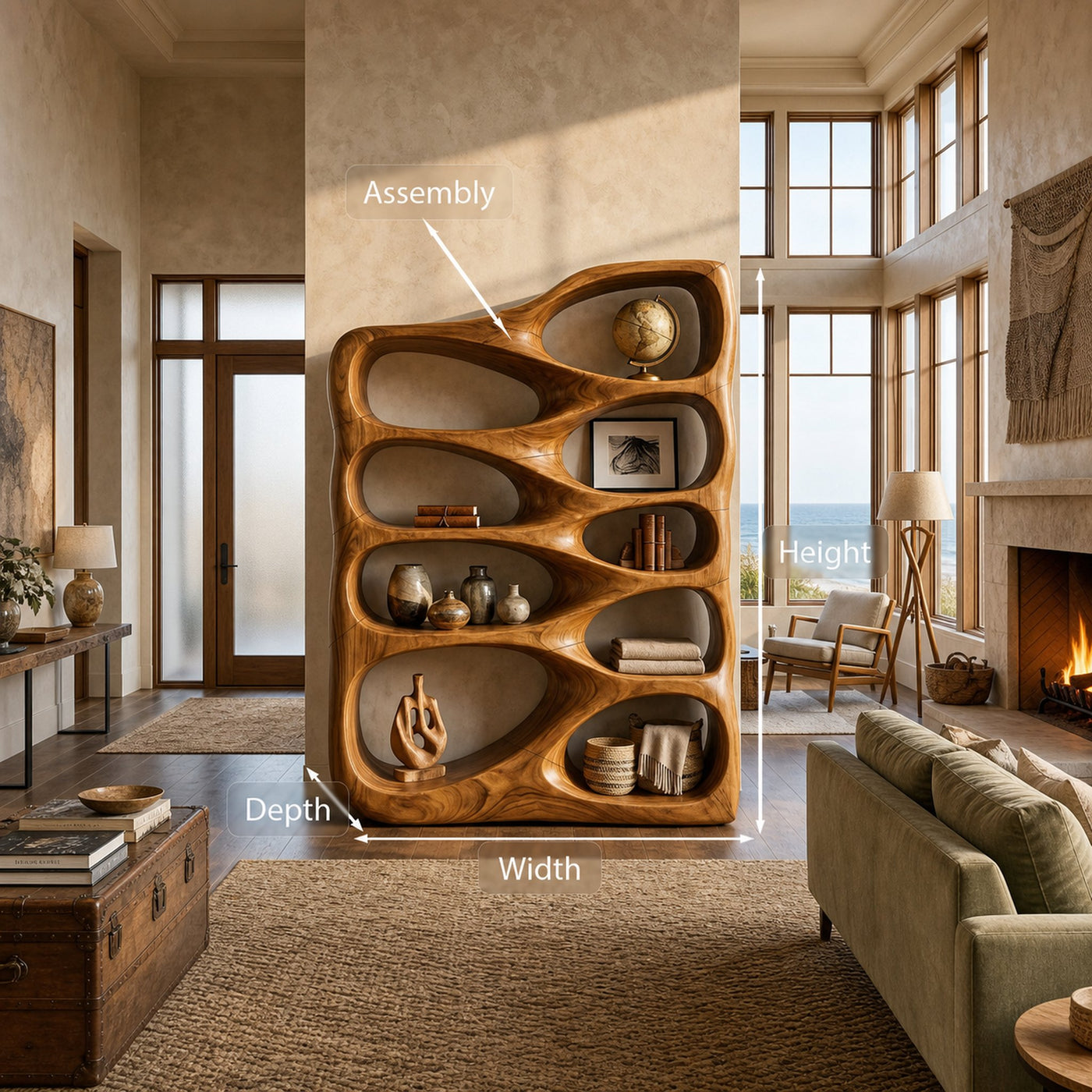 Artistic Sculptural Wooden Bookshelf For Home Storage - product view 8