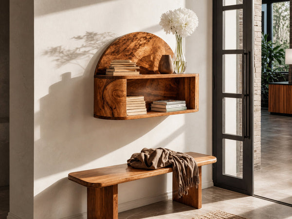 Archwell Cove Solid Wood Wall Shelf with Arched Back