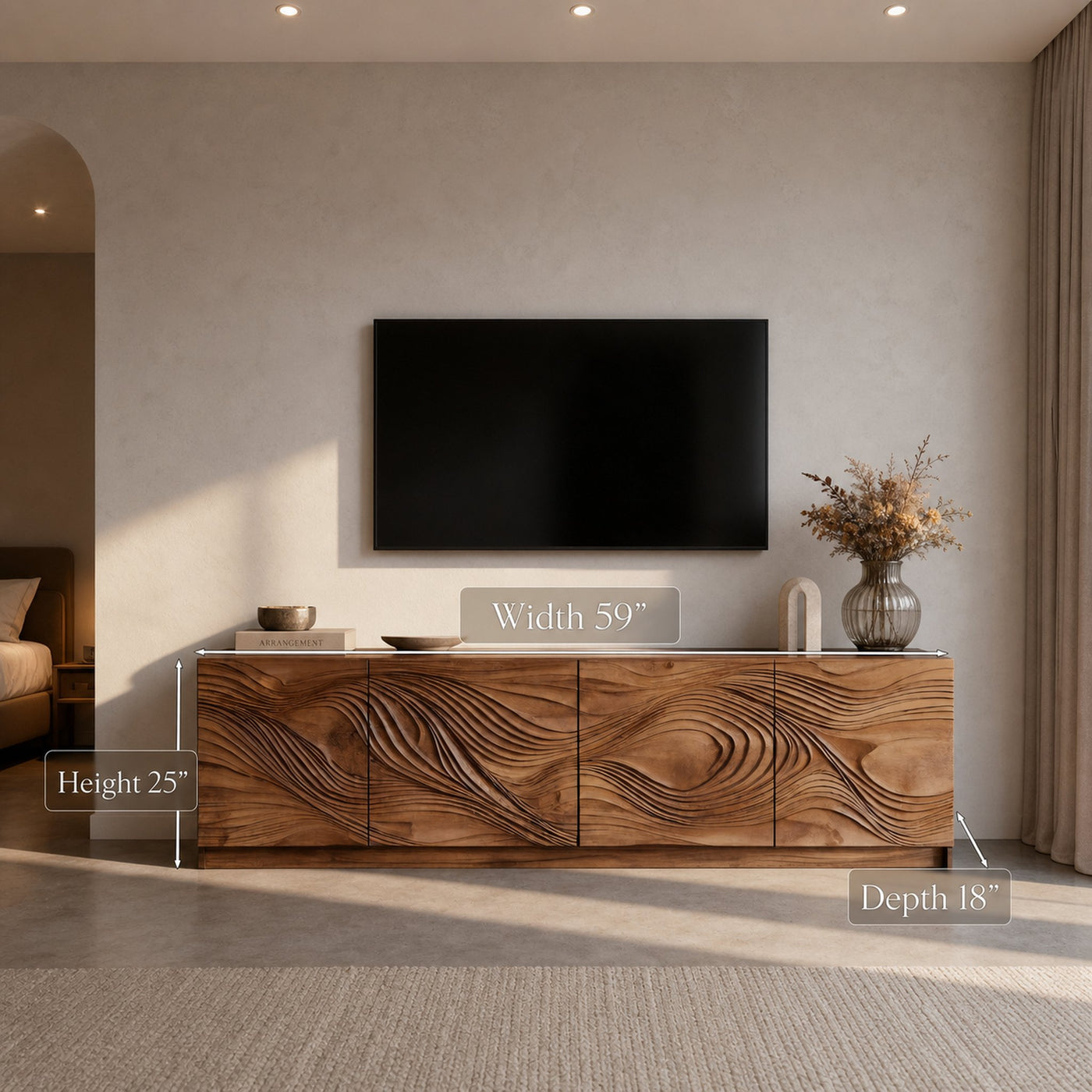 Artistic TV Console With Wave Pattern For Elegant Living Room - product view 6