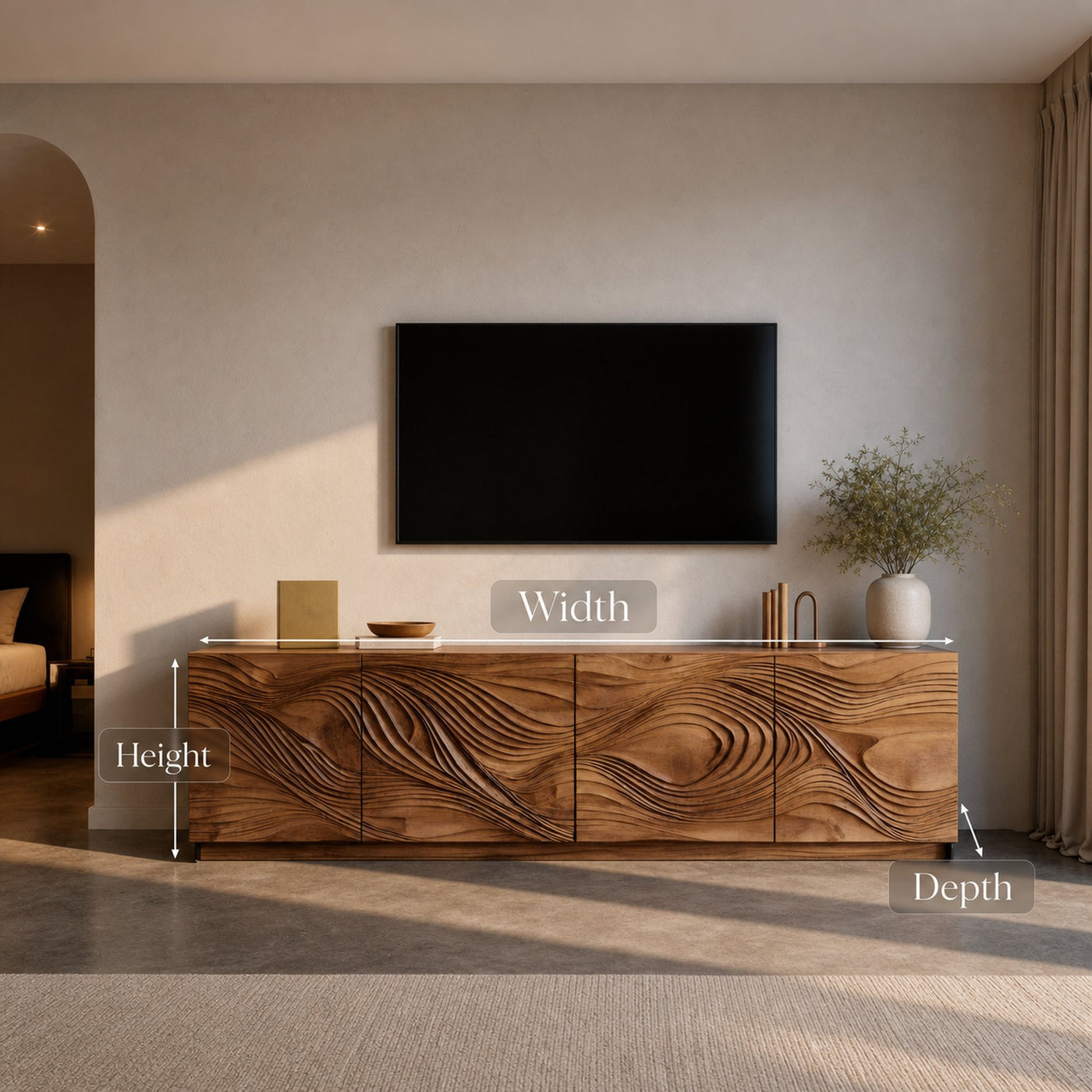 Artistic TV Console With Wave Pattern For Elegant Living Room - product view 7