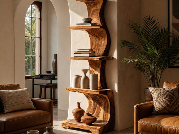 Driftform Sunridge Solid Wood Shelving Unit with Curved Spine