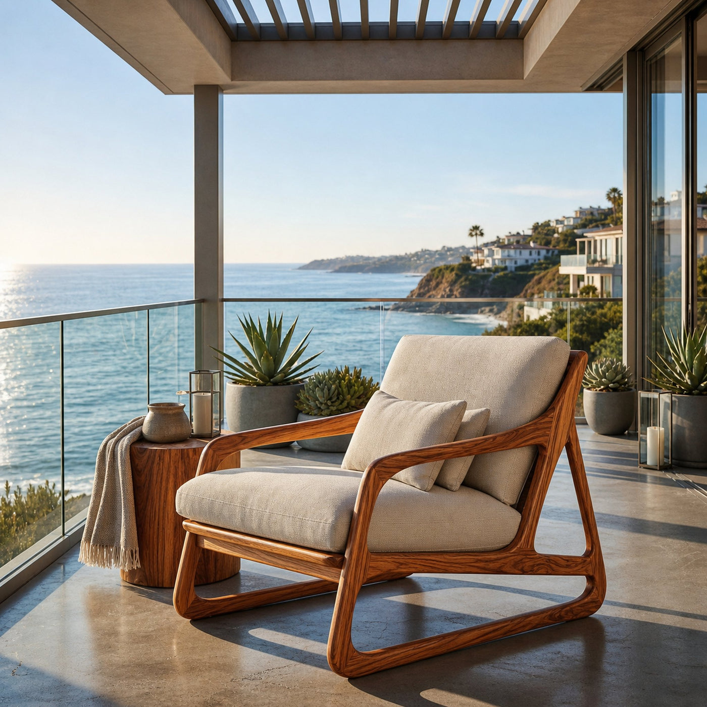 Artistic Wood Chair With Curved Structure For Home Balcony - product view 6
