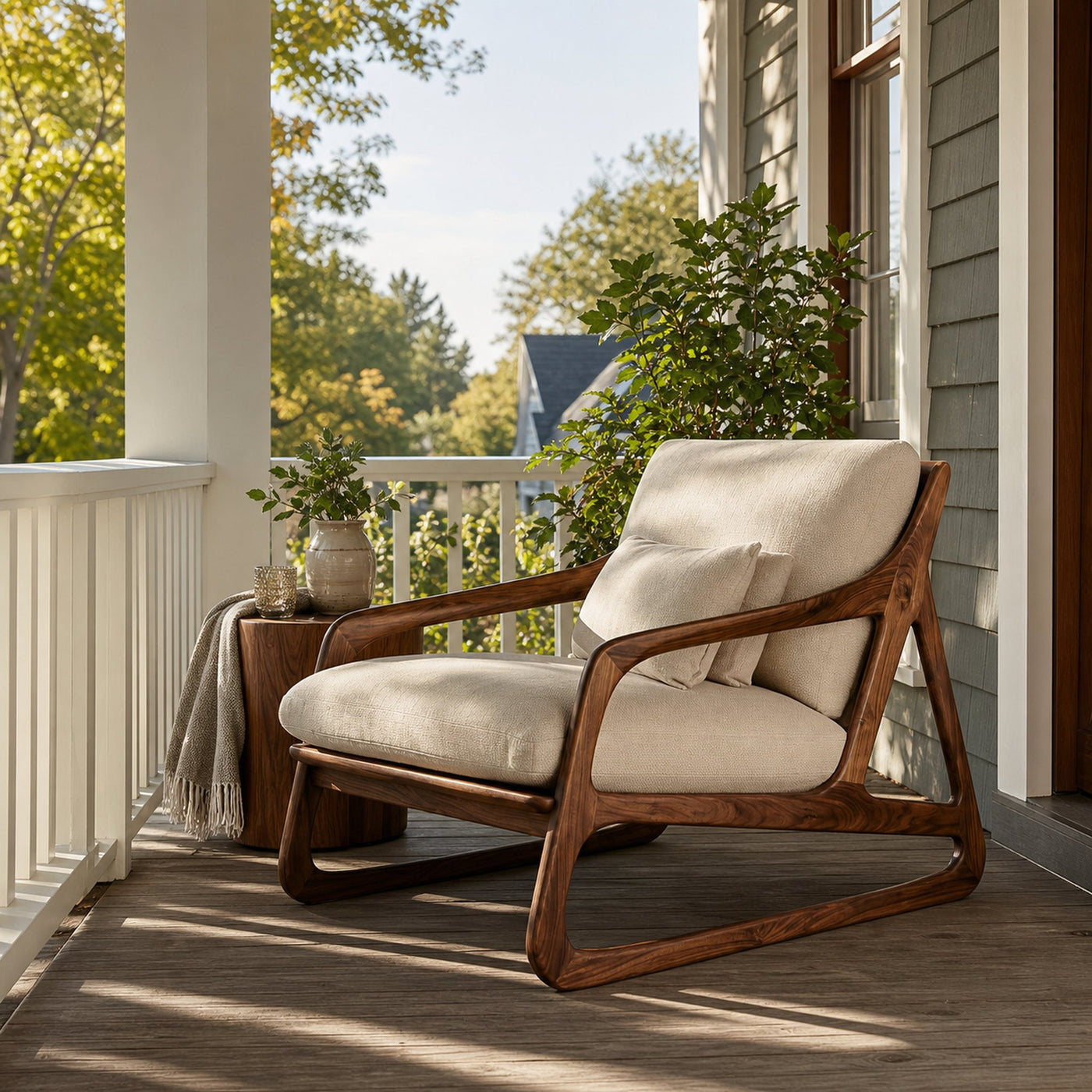 Artistic Wood Chair With Curved Structure For Home Balcony - product view 7