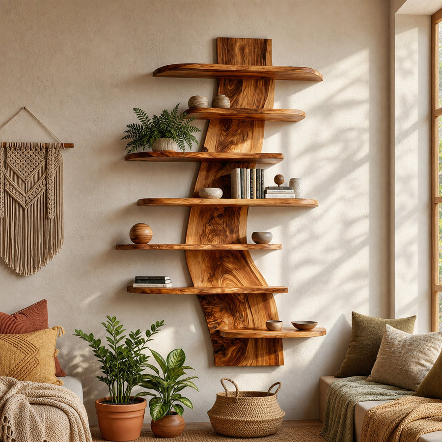 Artistic Wood Wall Bookshelf For Modern Interiors