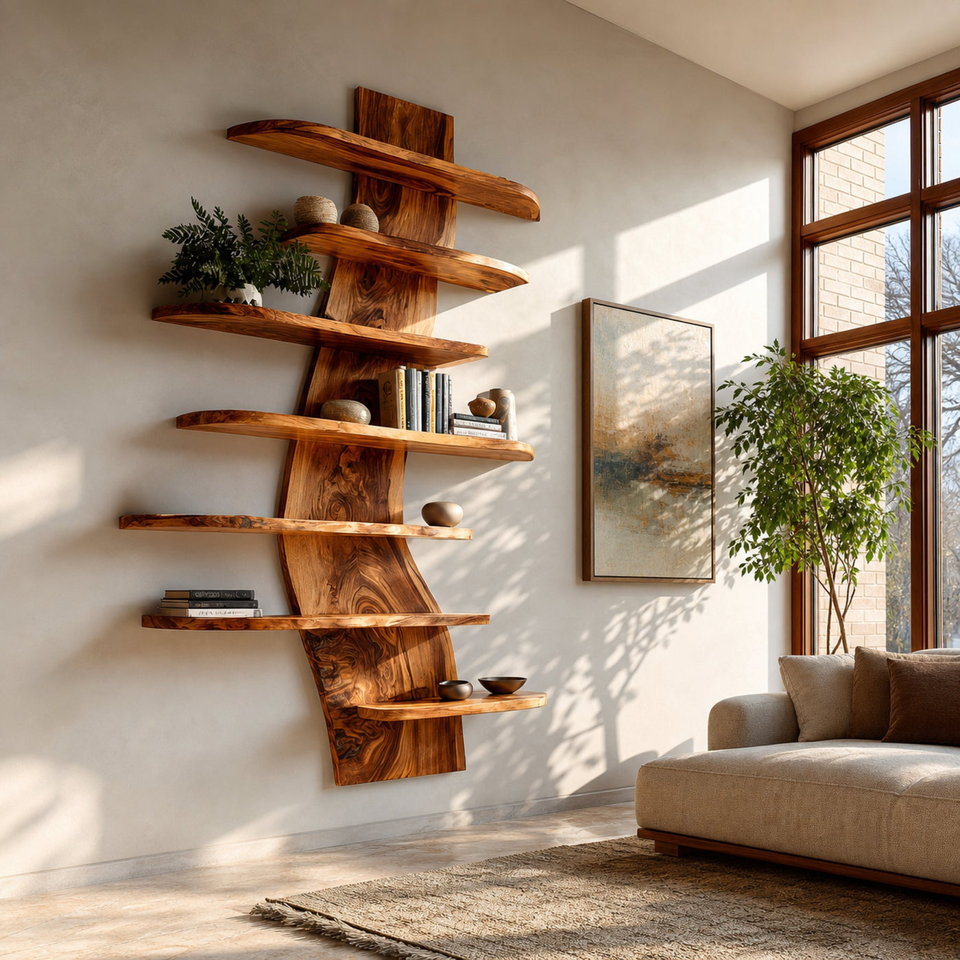 Artistic Wood Wall Bookshelf For Modern Interiors - product view 6